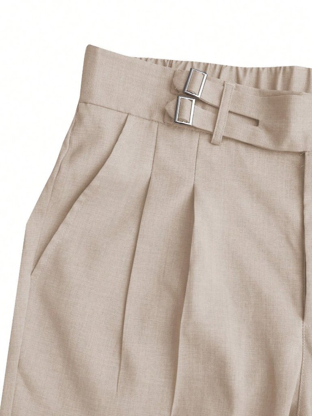 Beige Casual Men's Tapered Suit Dress Formal Pants - Picture 4 of 5